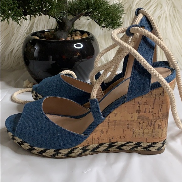 ““MIX No. 6 Denim, lace-up Wedge sandal” - Picture 3 of 5